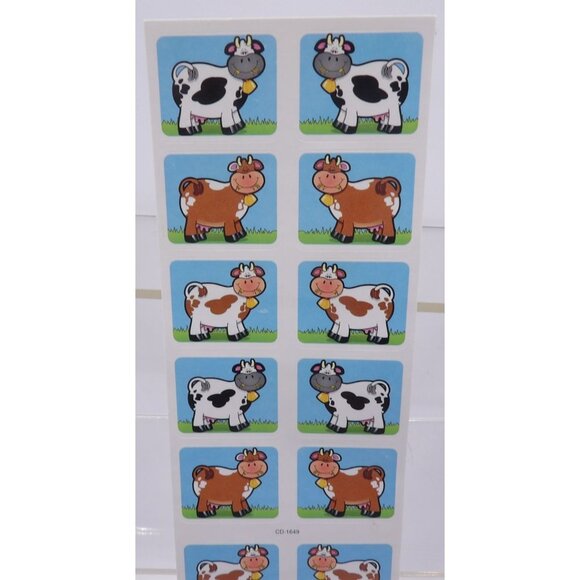 120 "Smiling" Cow Stickers - 1¼"x1" 6 Strips 20 Per Strip 10 Designs 2 Repeats p - Picture 1 of 3